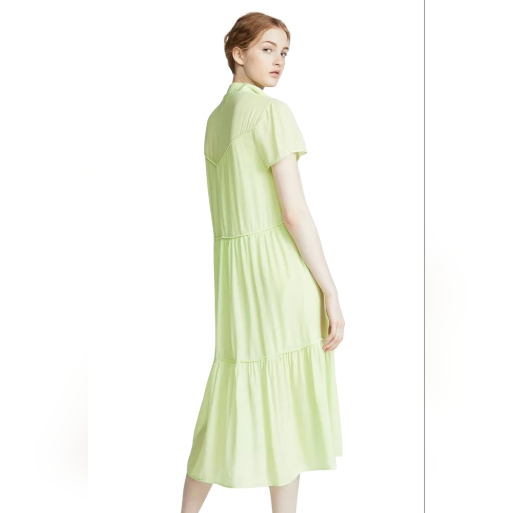 rag & bone Light Libby Tiered Seam Crinkle Dress In Luna Moth Green - Picture 5 of 16